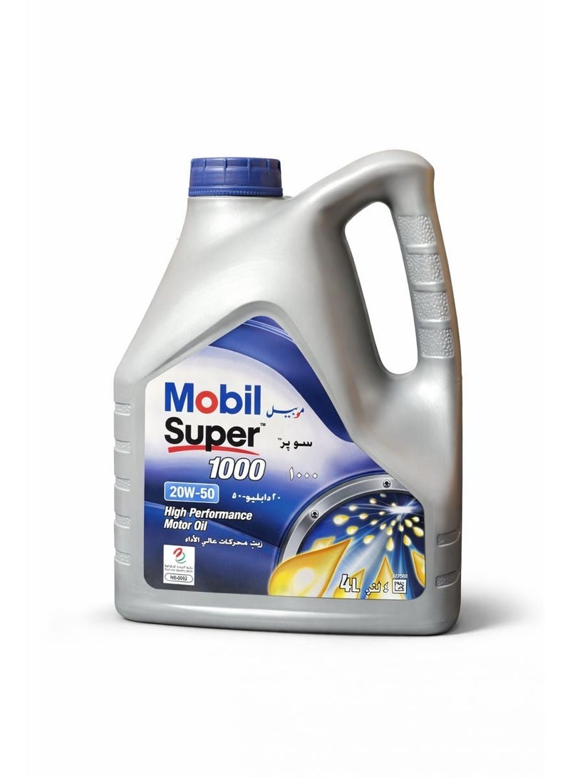 Mobil Super 1000 Engine Oil 20W-50 – 4L | High Performance Mineral Oil - Image 1